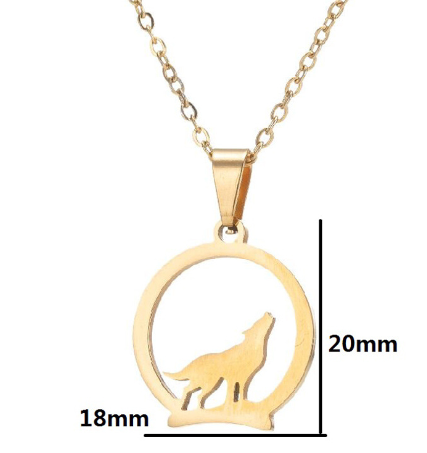 Design Hollow Circle Wolf Pendant Graceful Personality Wolf Necklace Pendant
