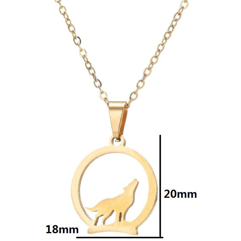 Design Hollow Circle Wolf Pendant Graceful Personality Wolf Necklace Pendant