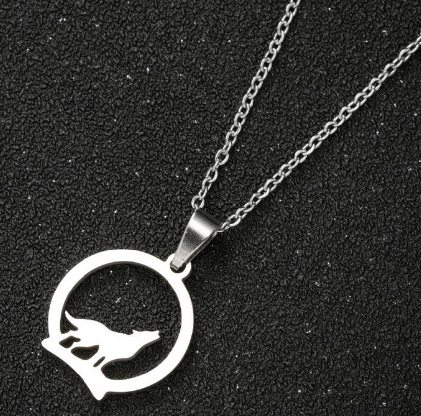 Design Hollow Circle Wolf Pendant Graceful Personality Wolf Necklace Pendant