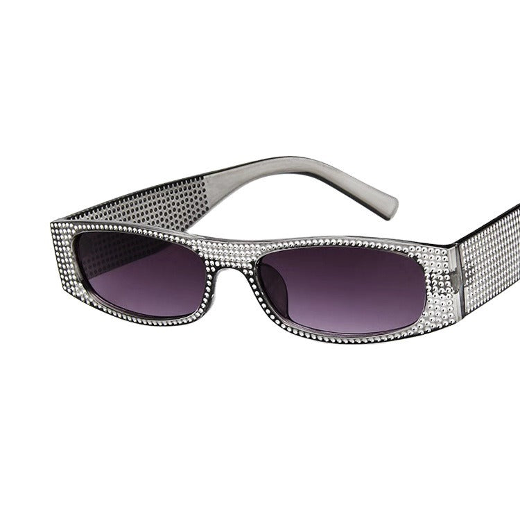 New Fashion Box Sunglasses European and American Trendy Box Sunglasses Network Style Diamond Plated Box Sunglasses