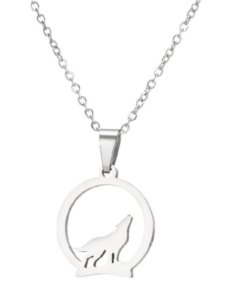 Design Hollow Circle Wolf Pendant Graceful Personality Wolf Necklace Pendant