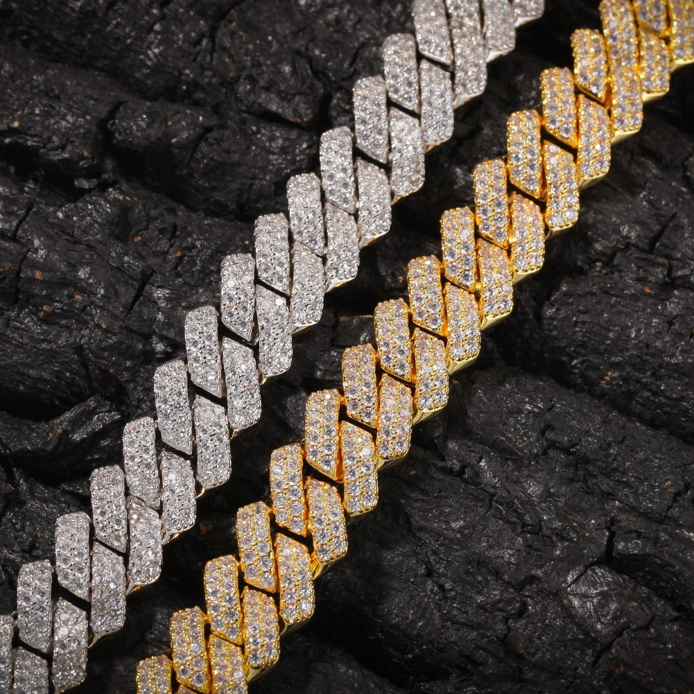 Hot selling hip-hop micro inlaid zircon bracelet for men, high-quality personalized rectangular Cuban bracelet Bracelet