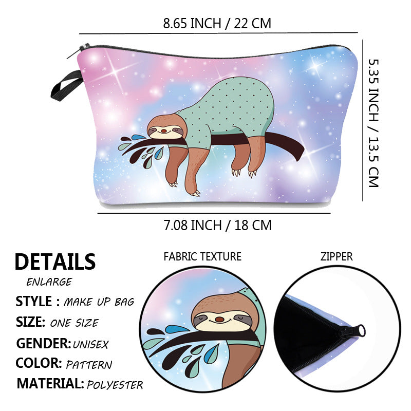 Wasserdichte Kosmetik Tasche Glitter Sloth Muster Clutch Tasche Damen Multifunktionsspielraumspeicherbeutel