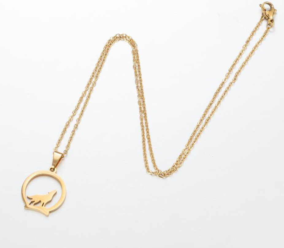 Design Hollow Circle Wolf Pendant Graceful Personality Wolf Necklace Pendant