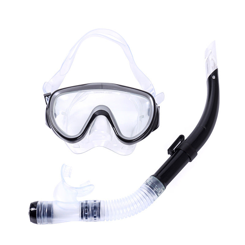 One-Piece Large Frame Diving Goggles Mask Semi-Dry Snorkel