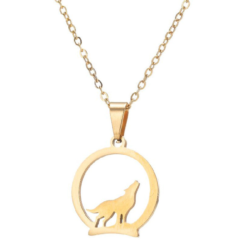 Design Hollow Circle Wolf Pendant Graceful Personality Wolf Necklace Pendant