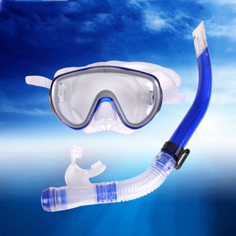 One-Piece Large Frame Diving Goggles Mask Semi-Dry Snorkel