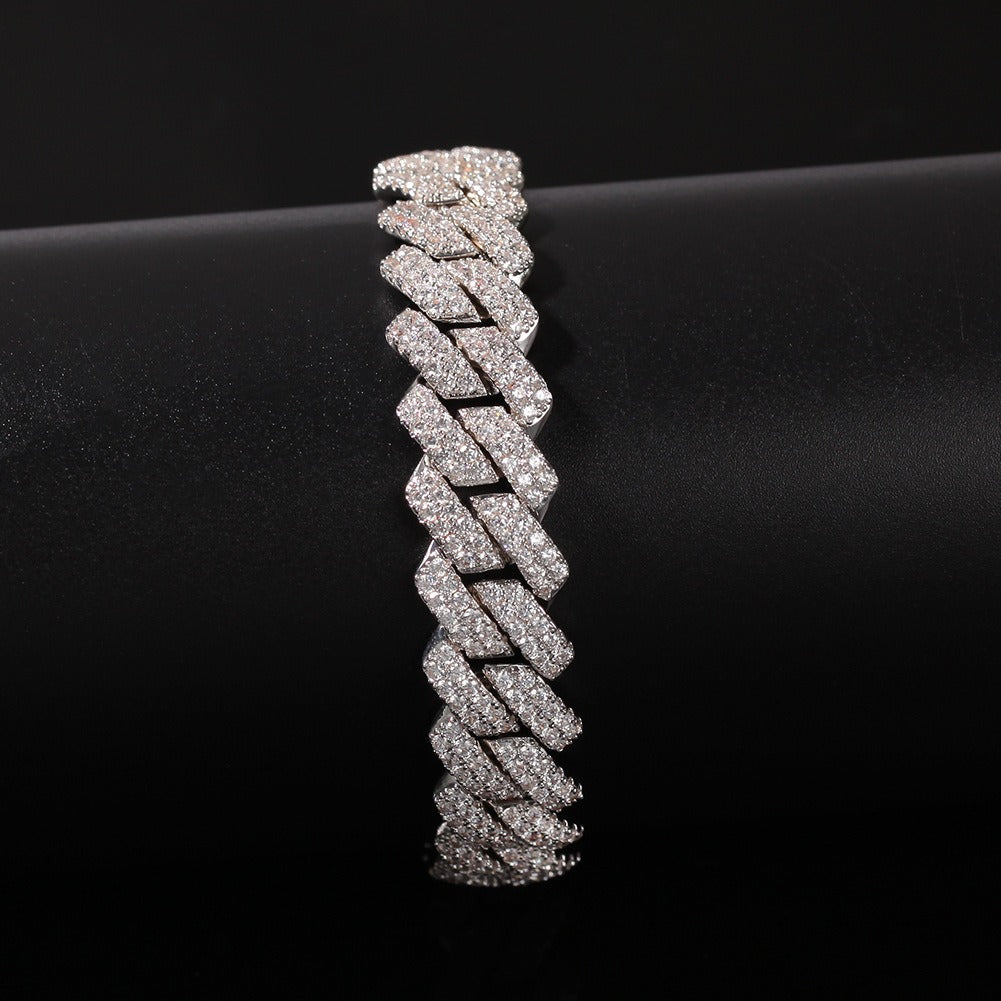 Hot selling hip-hop micro inlaid zircon bracelet for men, high-quality personalized rectangular Cuban bracelet Bracelet