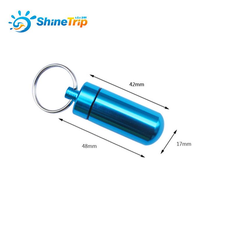 Shine trip 9 PCS small metal container aluminum alloy pill box holder keychain medicine packing bottle