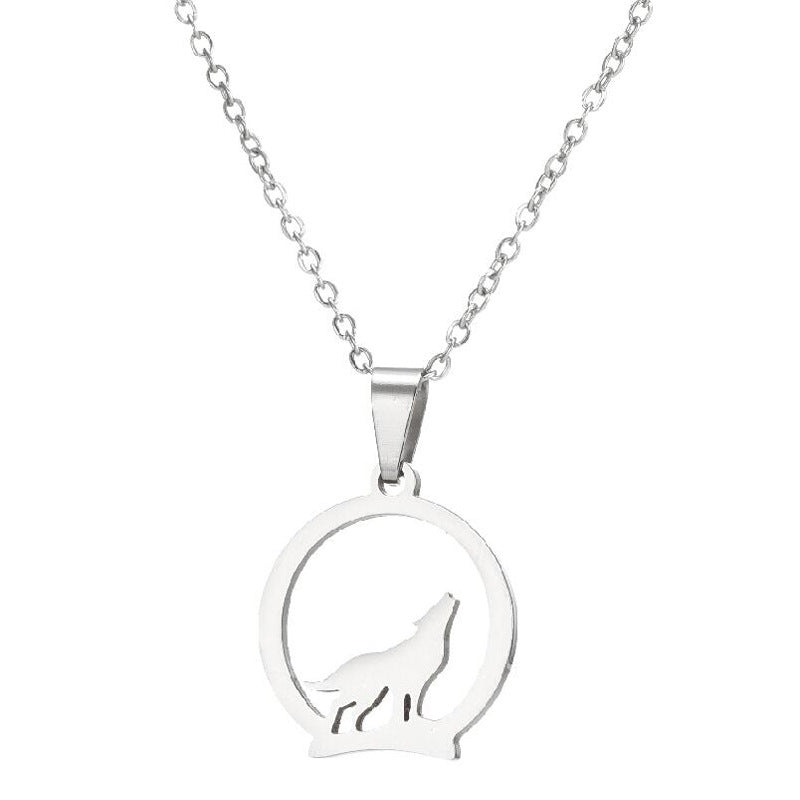 Design Hollow Circle Wolf Pendant Graceful Personality Wolf Necklace Pendant