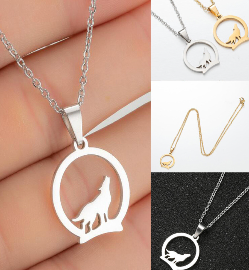 Design Hollow Circle Wolf Pendant Graceful Personality Wolf Necklace Pendant