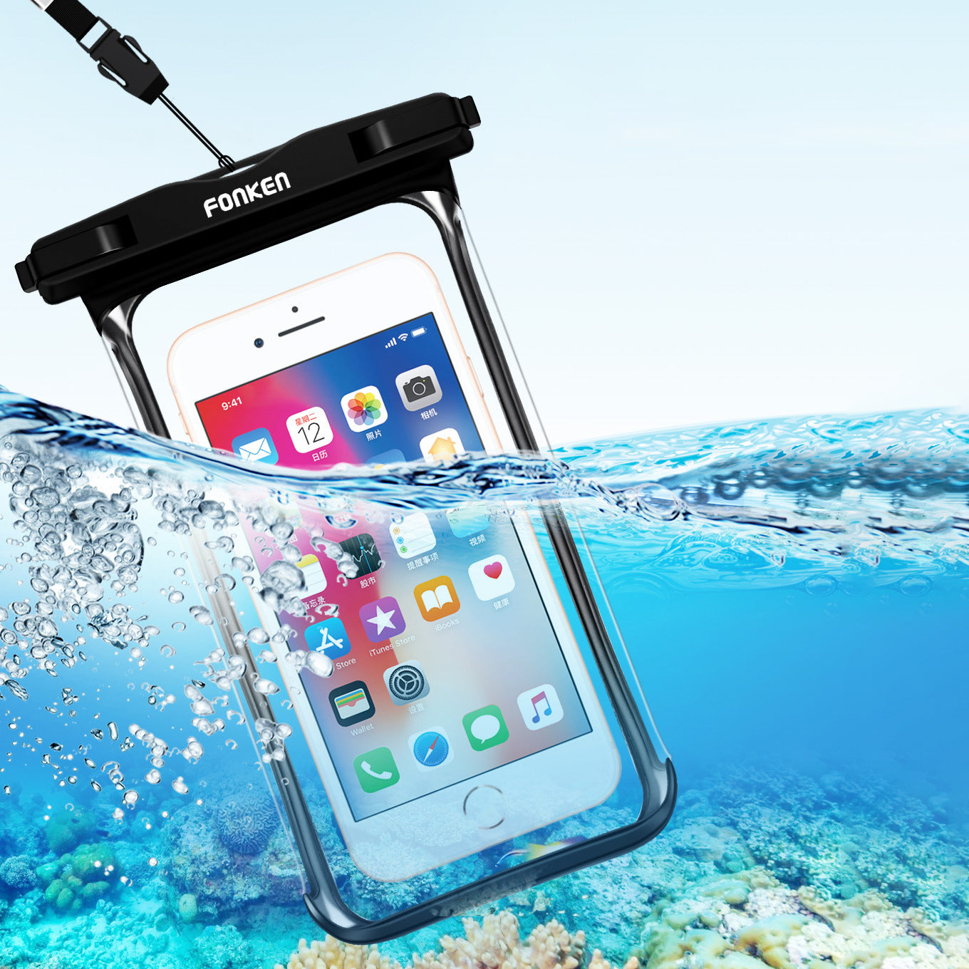 Panoramic Mobile Phone Waterproof Bag Outdoor Sports Swimming Rainproof Touch Screen Photo 6 Inches