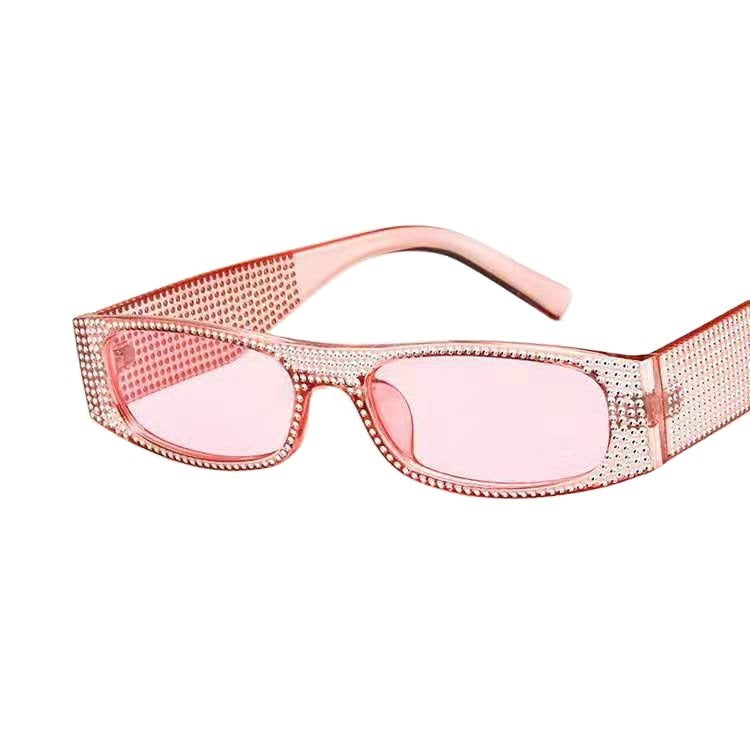 New Fashion Box Sunglasses European and American Trendy Box Sunglasses Network Style Diamond Plated Box Sunglasses